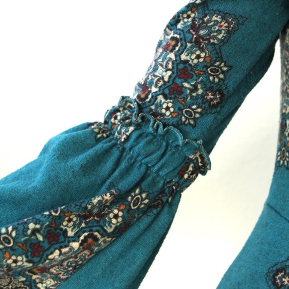 Xhilaration Mini Dress Bell Sleeve Boho Turquoise - Picture 5 of 6